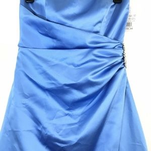 David's Bridal Womens Size 2 Blue Strapless Ruched